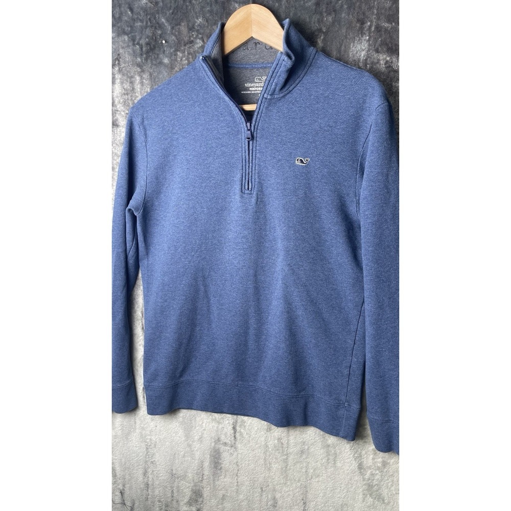 Vineyard Vines Performance Mens Size Small 1/4 Zip Pullover Sweater Blue Whale